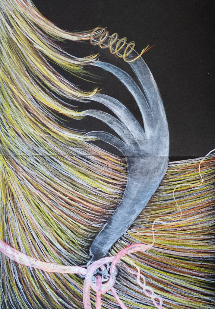 Halveig Villand - Dessin de Halveig Villand, technique : craies d'aquarelle